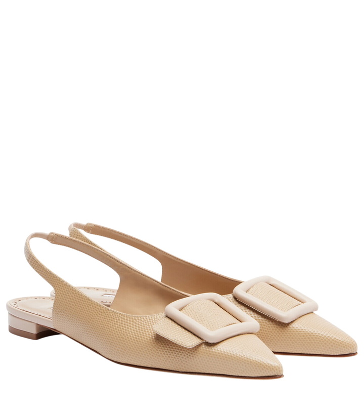 Photo: Manolo Blahnik Maylura croc-effect leather slingback flats