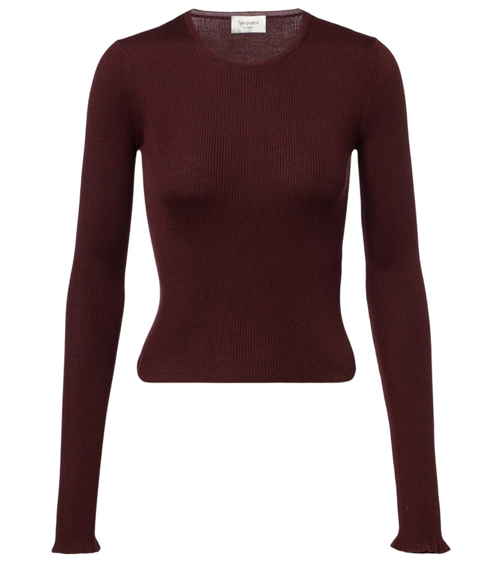 Photo: Saint Laurent Ribbed-knit wool, cashmere, and silk top