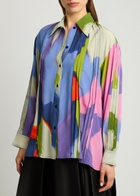 Lovebirds Fusion Printed Silk-chiffon Shirt Multicoloured