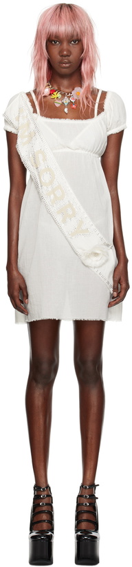 Photo: I'm Sorry by Petra Collins SSENSE Exclusive White Mimi Wade Edition Frayed Minidress