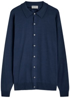 John Smedley Tibor Wool Cardigan Navy