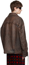 Acne Studios Brown Laced Leather Jacket