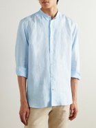 Loro Piana - Arizona Grandad-Collar Linen Shirt - Blue