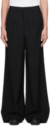 BAMBOU ROGER KWONG Black Wool Suiting Adjustable Trousers
