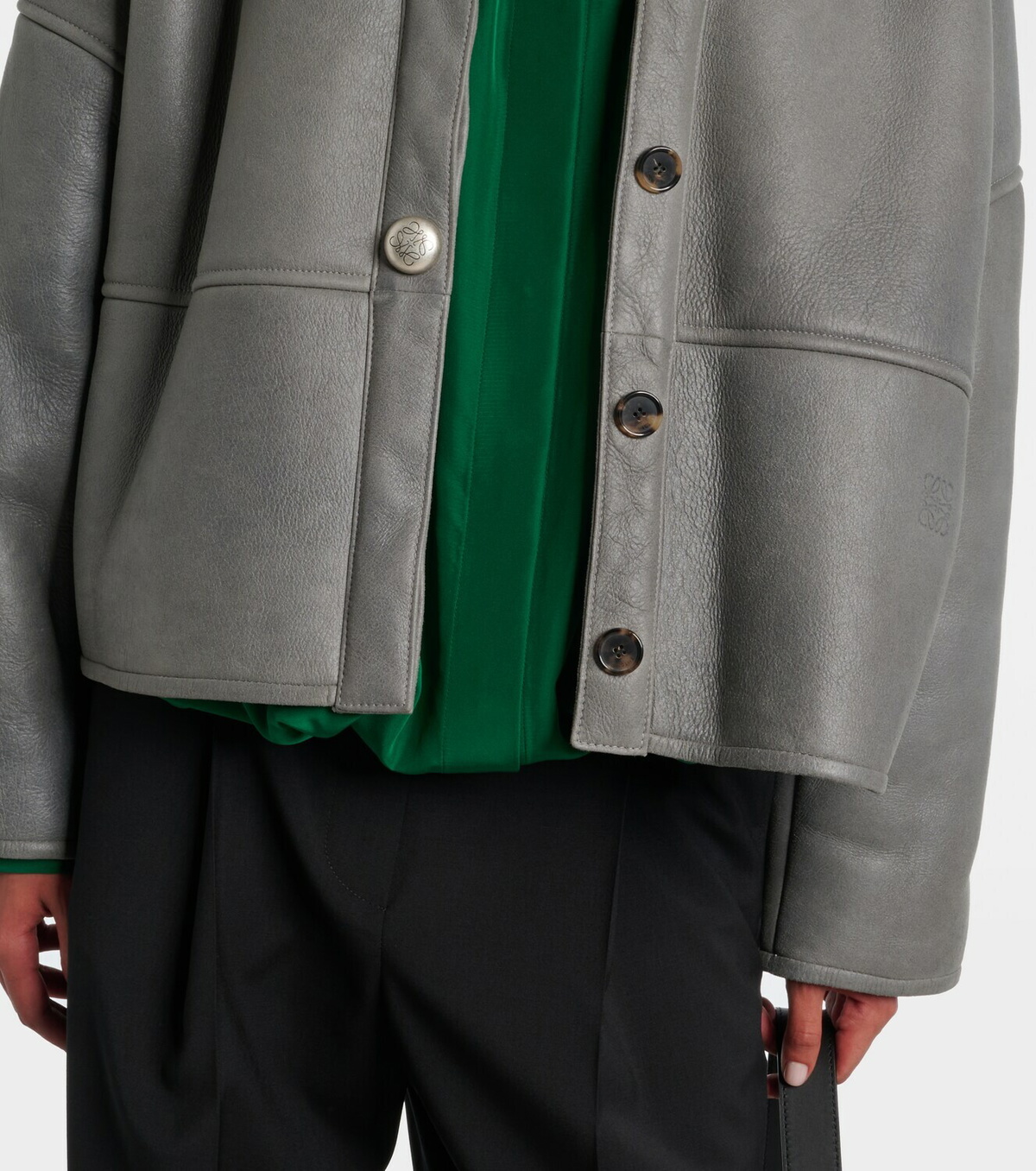 Loewe Pebble shearling-lined leather jacket