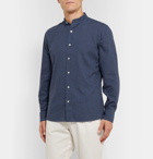 Caruso - Grandad-Collar Puppytooth Cotton Shirt - Blue
