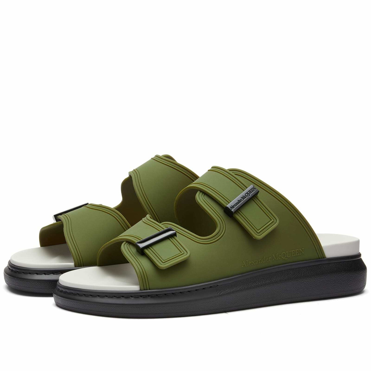 Alexander McQueen Men's Rubber Wedge Sole Sandal in Military Green ...