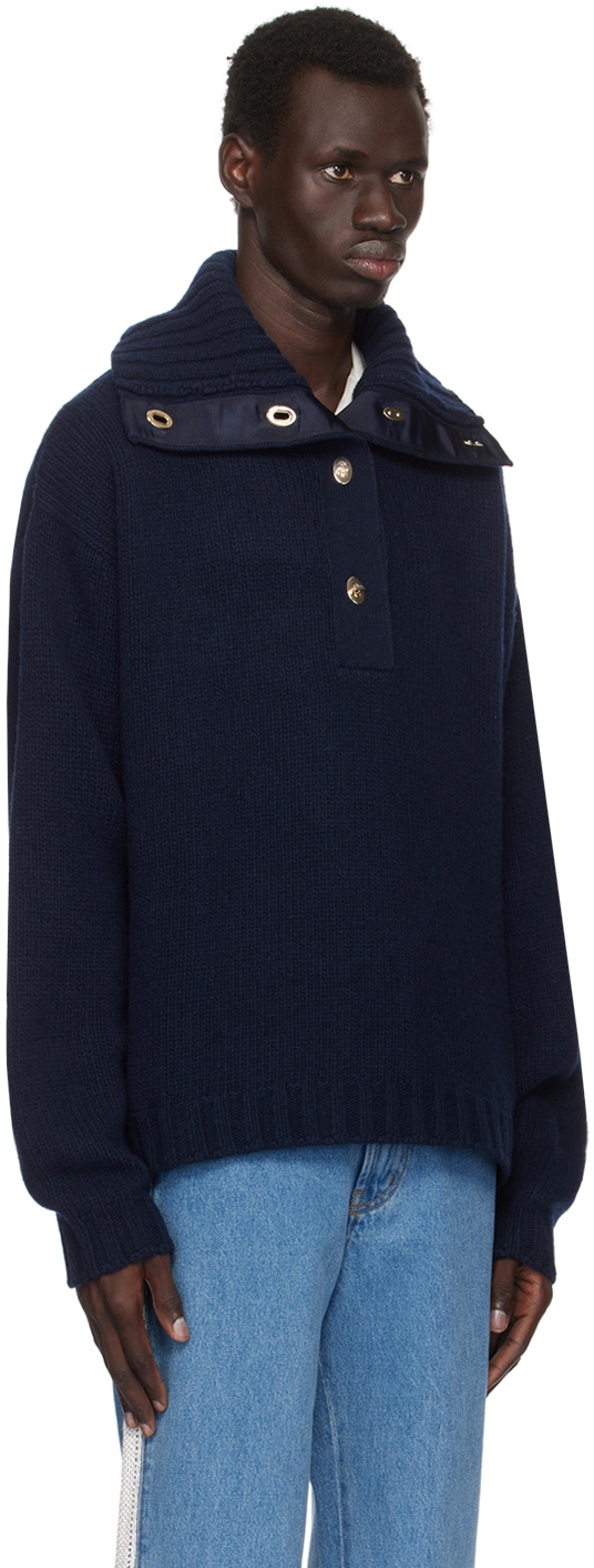Wales Bonner Navy Celeste Knit Sweater Wales Bonner Wales Bonner Navy Celeste Knit Sweater Wales Bonner