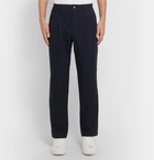 De Bonne Facture - Navy Pleated Brushed-Cotton Trousers - Blue