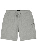Boss Logo-embroidered Waffle Cotton-blend Shorts Grey