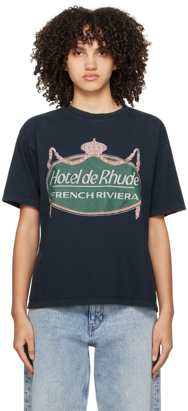 Black 'Riviera' T-Shirt by Rhude on Sale