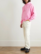 AMI PARIS - Logo-Embroidered Cotton-Blend Jersey Hoodie - Pink