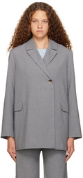 GANNI Gray Belted Blazer