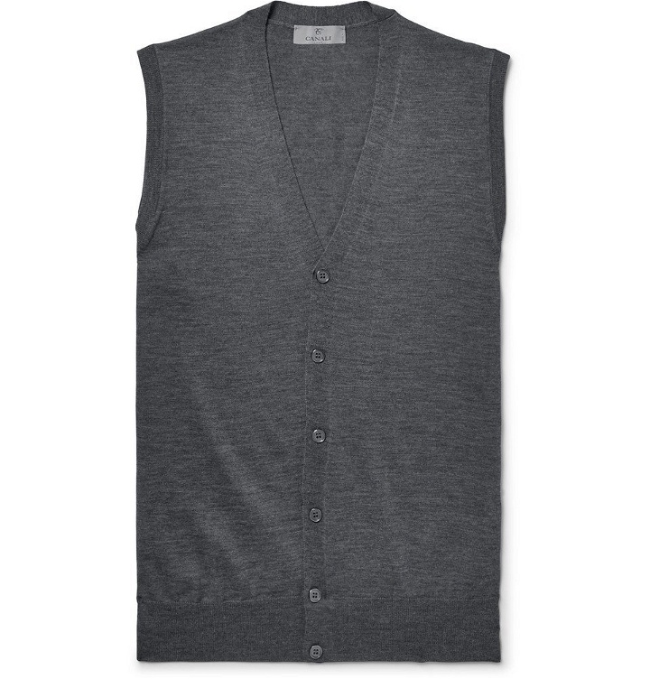 Photo: Canali - Slim-Fit Merino Wool Sweater Vest - Men - Dark gray