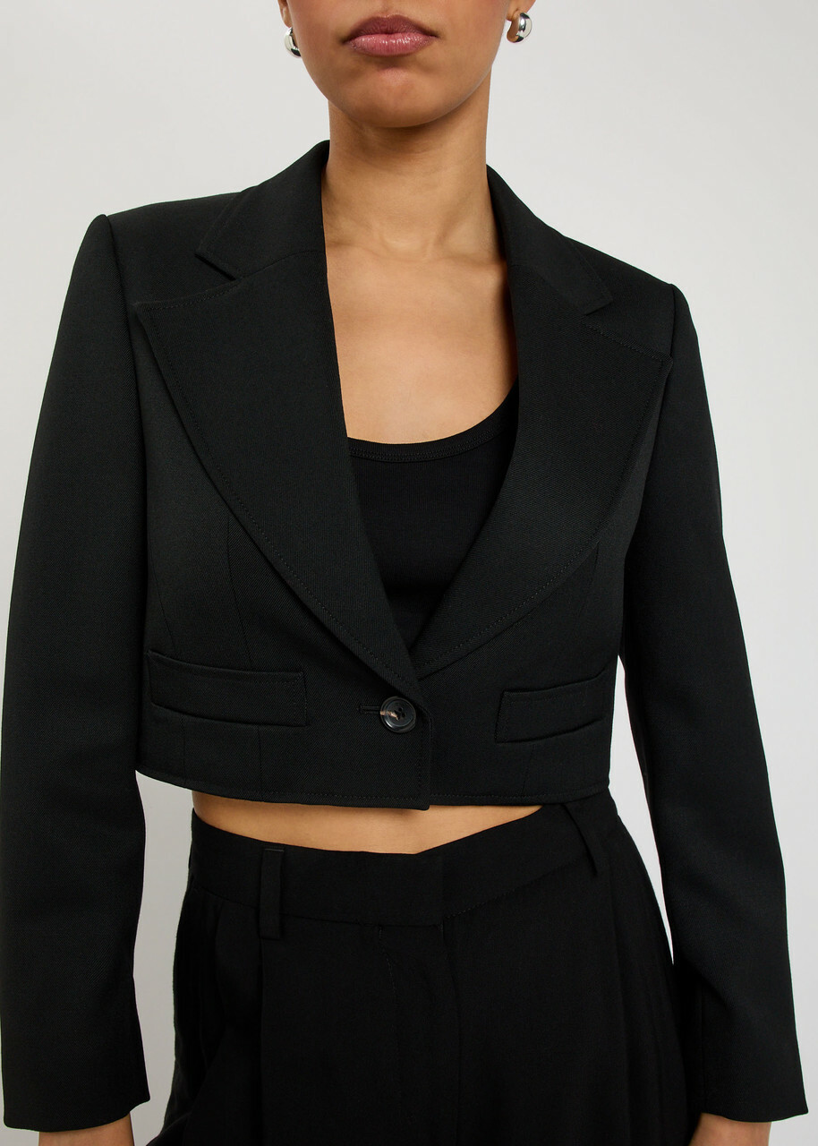 Nili Lotan Belino Cropped Wool Jacket Black