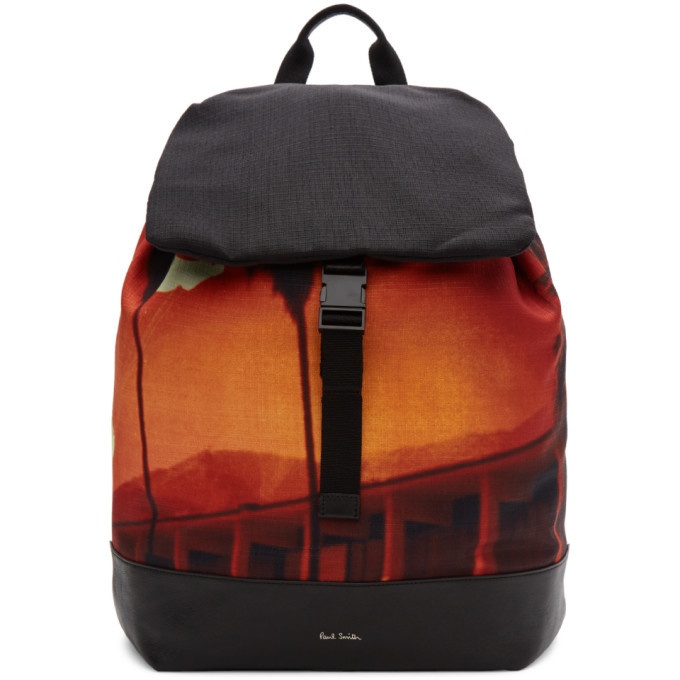 Photo: Paul Smith Orange and Black Pauls Photo Cotton Backpack