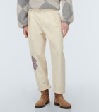 Adish - Embroidered straight cotton pants