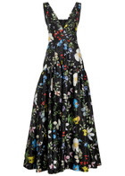 Alice + Olivia Lila Floral Print Tiered Stretch-cotton Gown Multicoloured