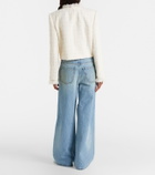 Area Distressed embellished wide-leg jeans