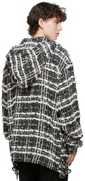 Faith Connexion Black & White Wool Tweed Plaid Zip-Up Hoodie