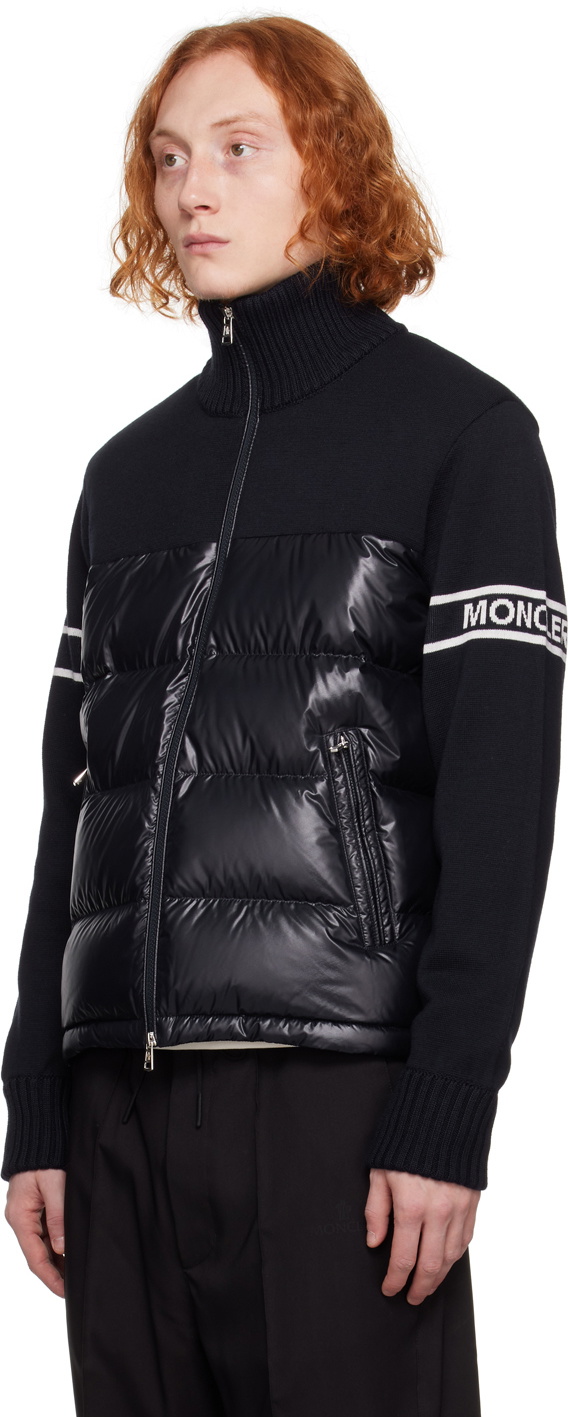 Moncler Navy Paneled Down Cardigan Moncler