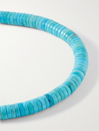 MIKIA - Magnesite and Silver-Tone Beaded Bracelet - Blue