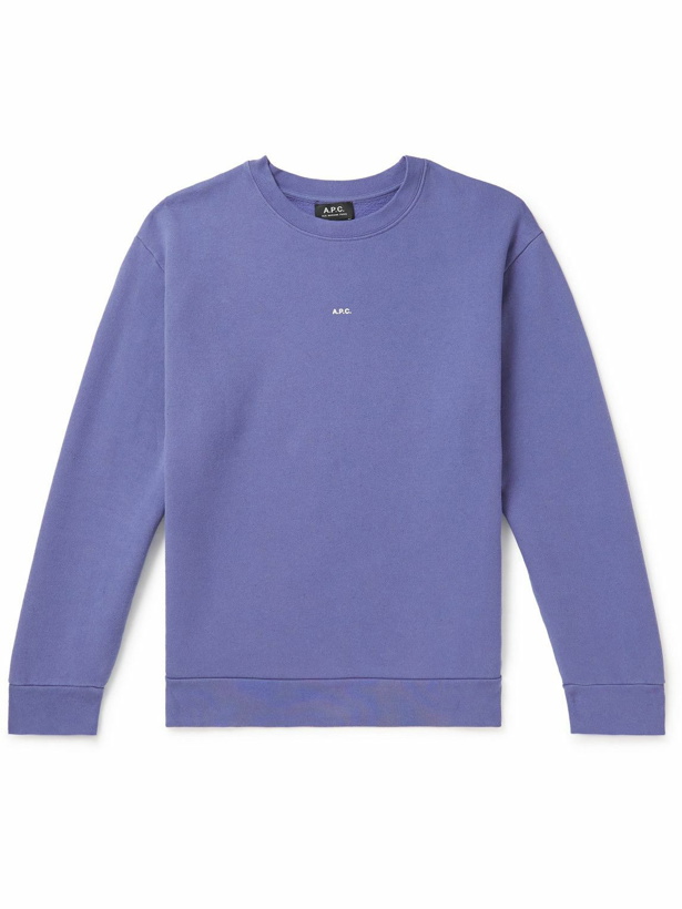 Photo: A.P.C. - Steve Logo-Print Cotton-Jersey Sweatshirt - Purple