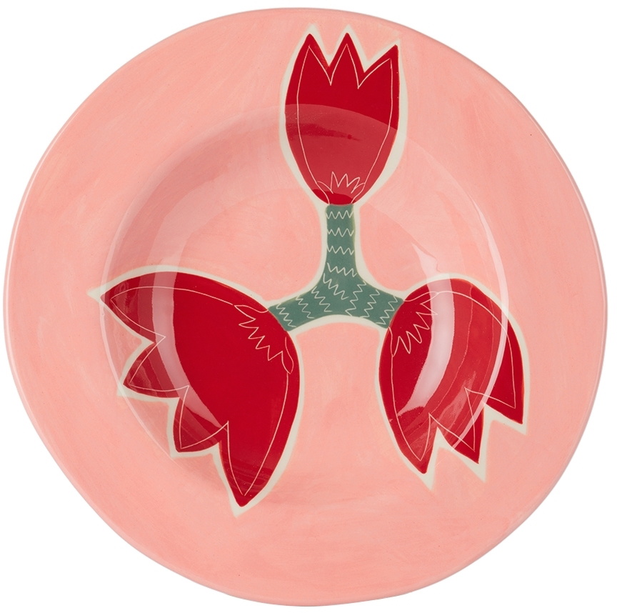 Laetitia Rouget Red & Pink Tulip Dinner Plate