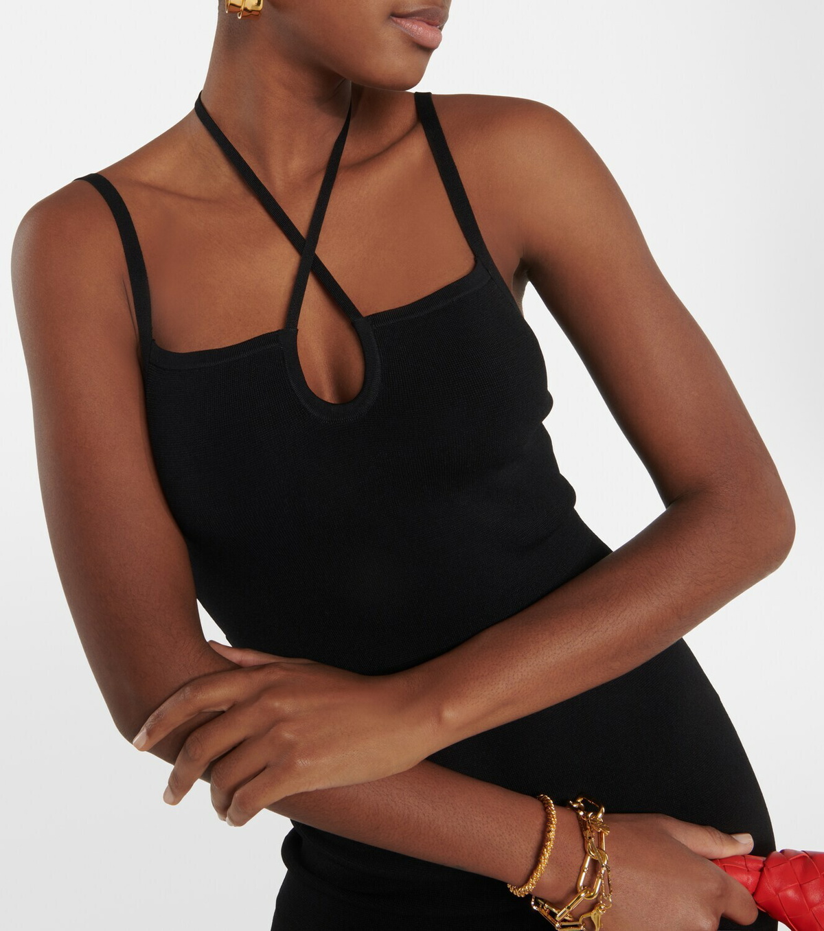 white christmas dresses Sir The Label Nadja Cut Out Maxi Dress in Black – The Dressing Room Hire main image 0