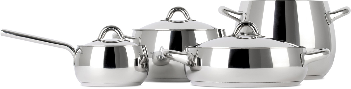 Alessi Silver Mami Pots & Pans Set, 7 pcs
