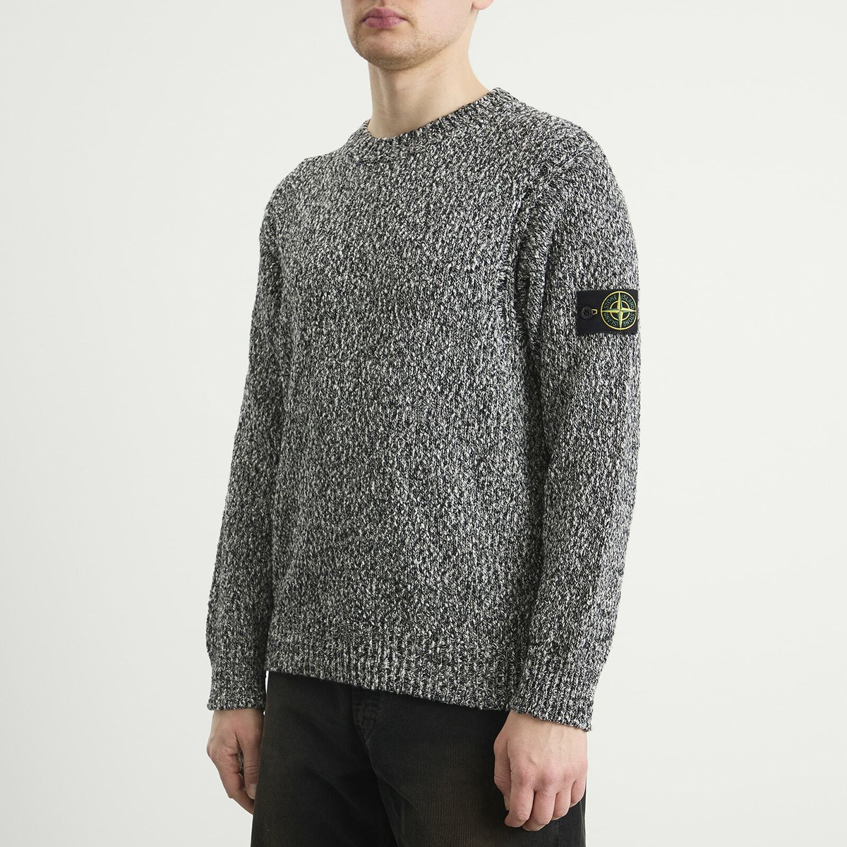stone  SPECKLED COTTON ニット セーター Stone Island Men's Speckled Cotton Knit Jumper in Black Melange