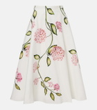 Oscar de la Renta Floral cotton-blend poplin midi skirt