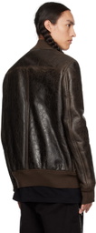 Rick Owens Brown Classic Flight Leather Jacket