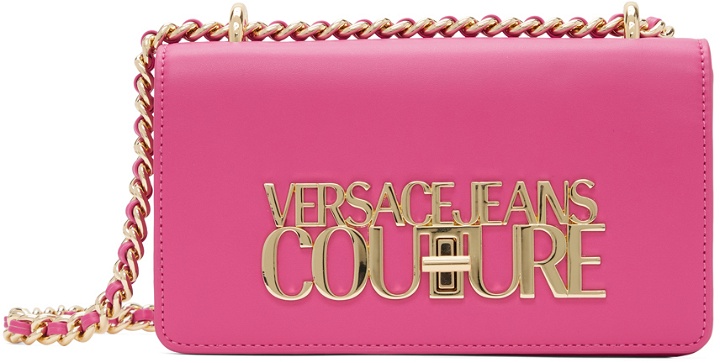 Photo: Versace Jeans Couture Pink Logo Lock Crossbody Bag