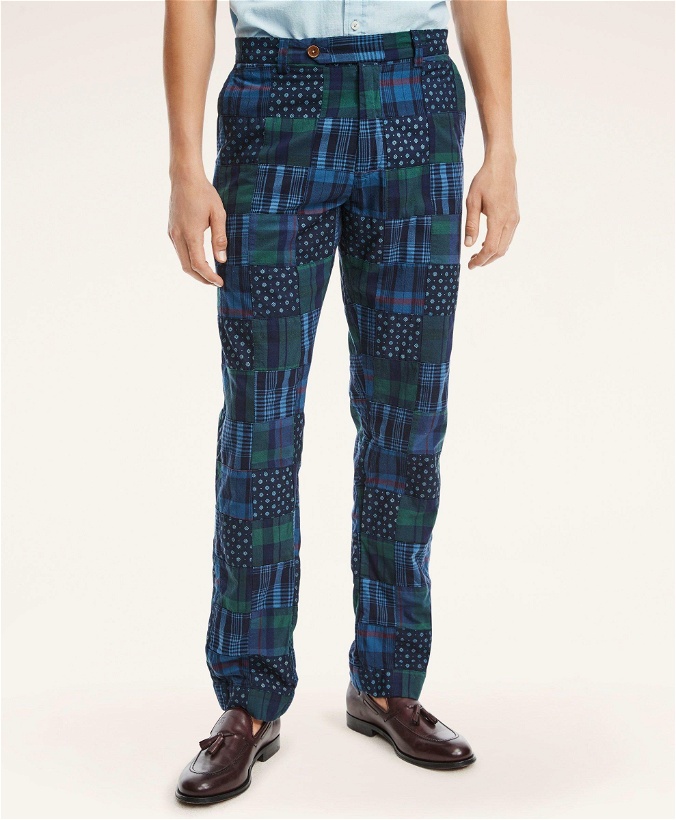 Photo: Brooks Brothers Men's Milano Slim-Fit Madras Chino Pants | Indigo