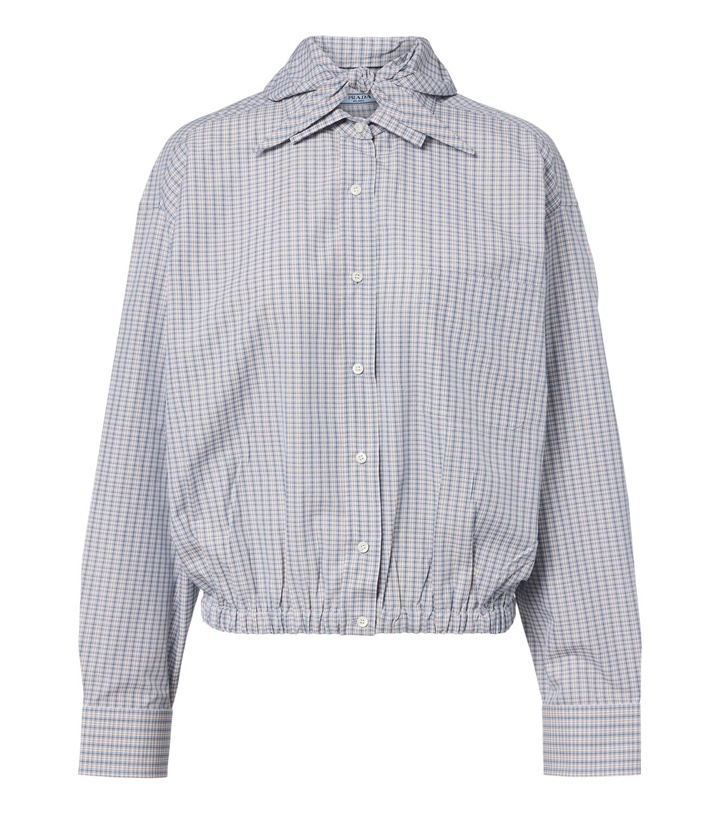 Photo: Prada Bow-detail checked cotton blouse