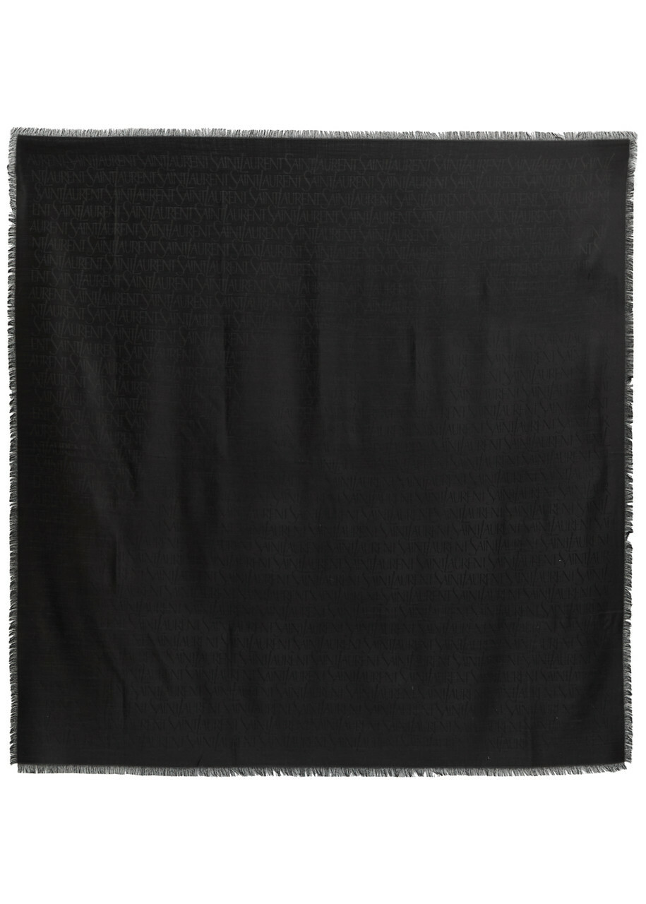 Saint Laurent Logo-jacquard Silk-blend Scarf - Black - One Size