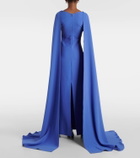 Solace London Morgan caped crêpe gown