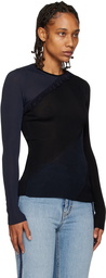 Victoria Beckham Black & Navy Spiral Long Sleeve T-Shirt