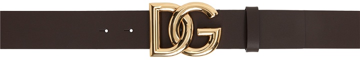 Photo: Dolce&Gabbana Brown Lux Leather 'DG' Logo Belt