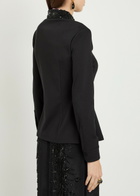 LA Double J Bead Embellished Collar Jersey Shirt Black