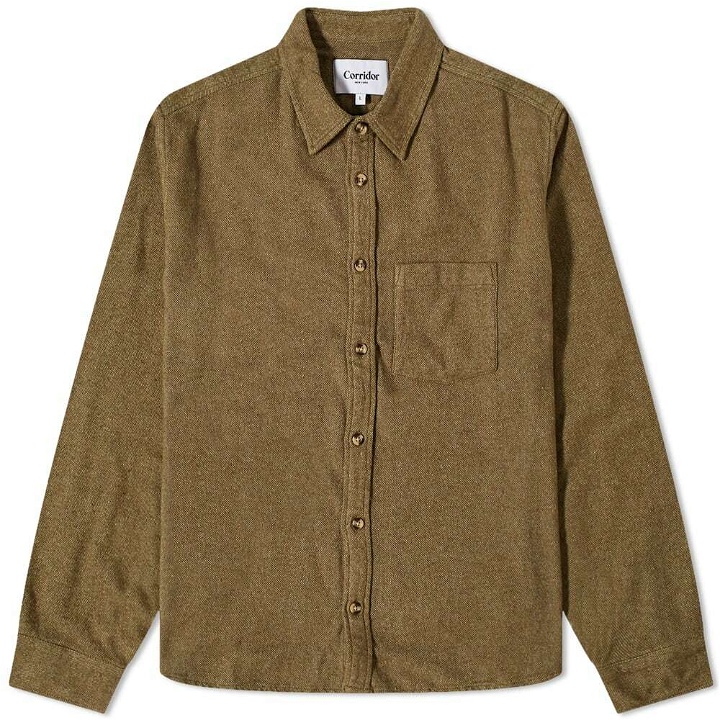 Photo: Corridor Men's Recycled Flannel Shirt in Olive