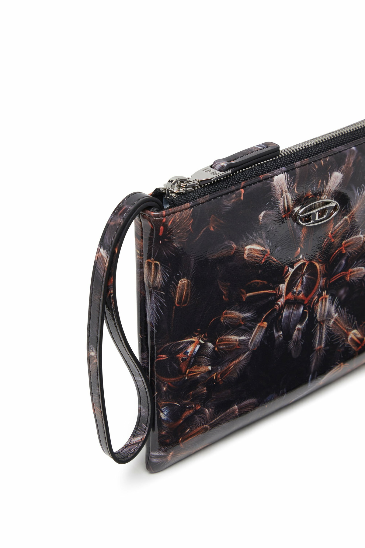 Diesel Pouch in printed glossy PU - Small Wallets Womens in Black