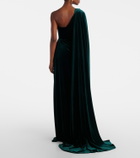 Monique Lhuillier One-shoulder velvet gown
