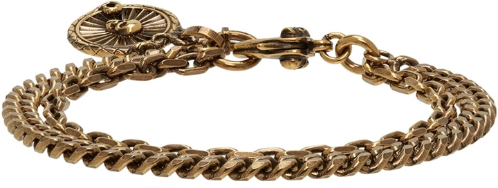 Photo: Alexander McQueen Gold Snake & Skull Medallion Bracelet