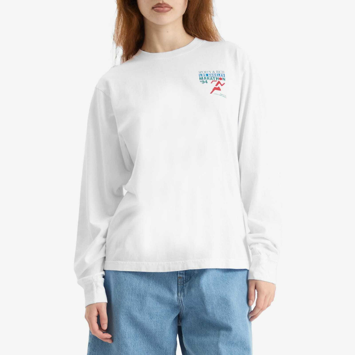 Sporty & Rich Women's LA Marathon Long Sleeve T-Shirt in White
