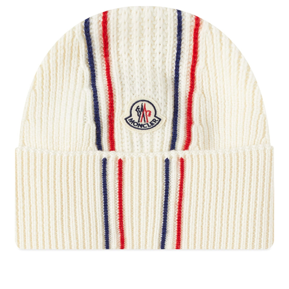 Moncler Men's Tricolour Beanie in White Moncler