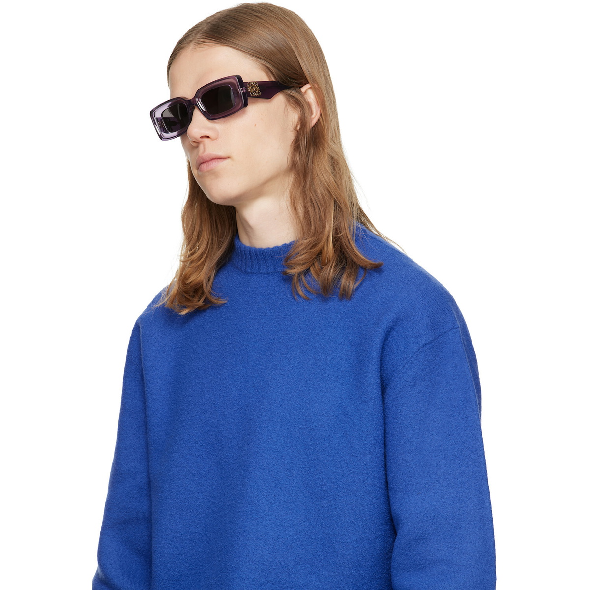 LOEWE Purple Rectangular Sunglasses
