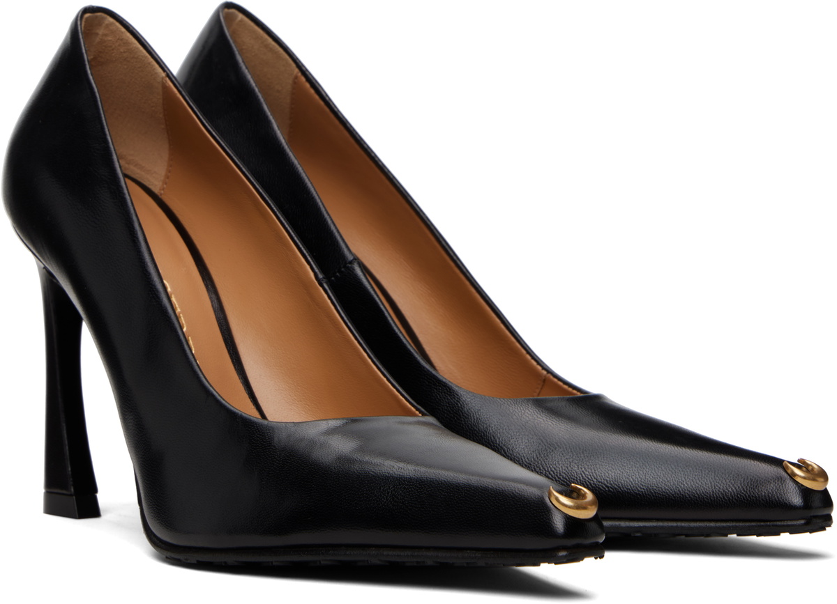 Marine Serre Black Smooth Leather MS Kiss Heels
