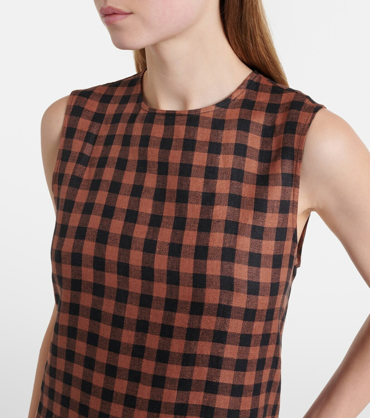 Asceno Tallin gingham linen maxi dress